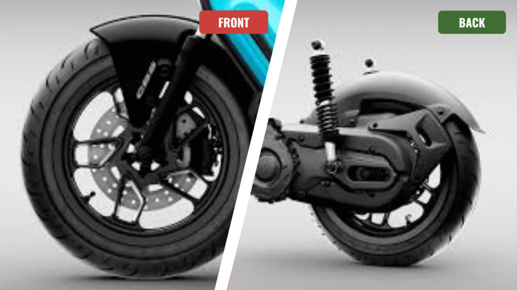 front and back wheel