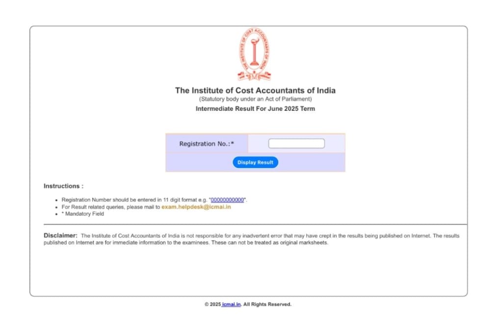  ICMAI CMA Result June 2025 Out